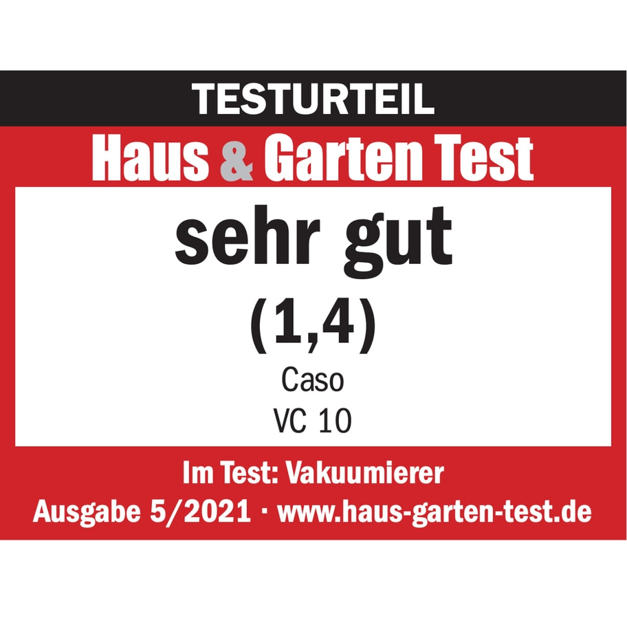 Testurteil Haus & Garten Test, sehr gut (1,4), Caso VC 10, Vakuumierer, Ausgabe 5/2021