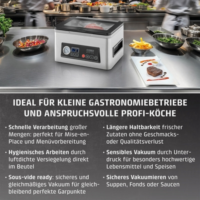 Vakuumiergerät in einer Küche, ideal für Gastronomiebetriebe und Profi-Köche.