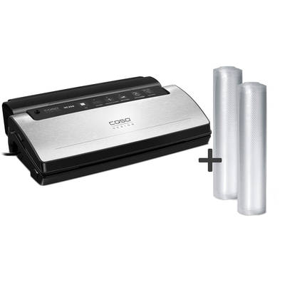 Vakuumiergerät mit zwei Rollen und einem Pluszeichen auf weißem Hintergrund.