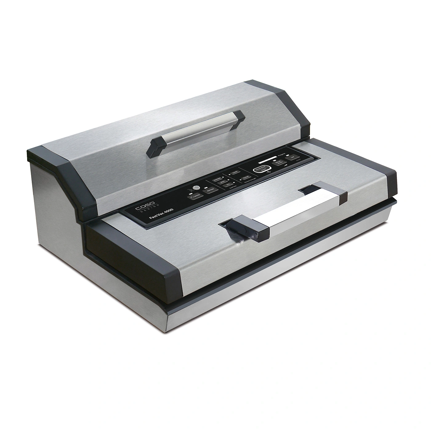 Edelstahl Vakuumierer Caso Design FastVac 4000, silber, mit Griffen und Bedienfeld