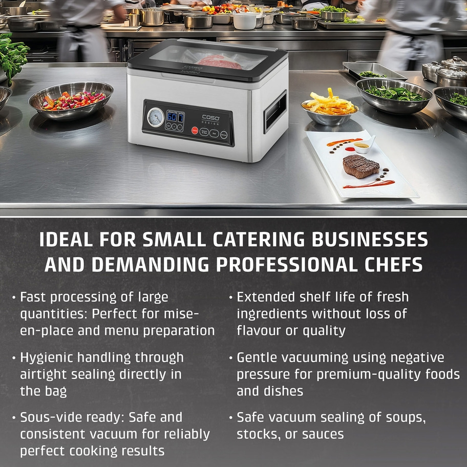 Vakuumiergerät für Gastronomiebetriebe und Profi-Köche, ideal für Mise-en-Place und Menüvorbereitung.