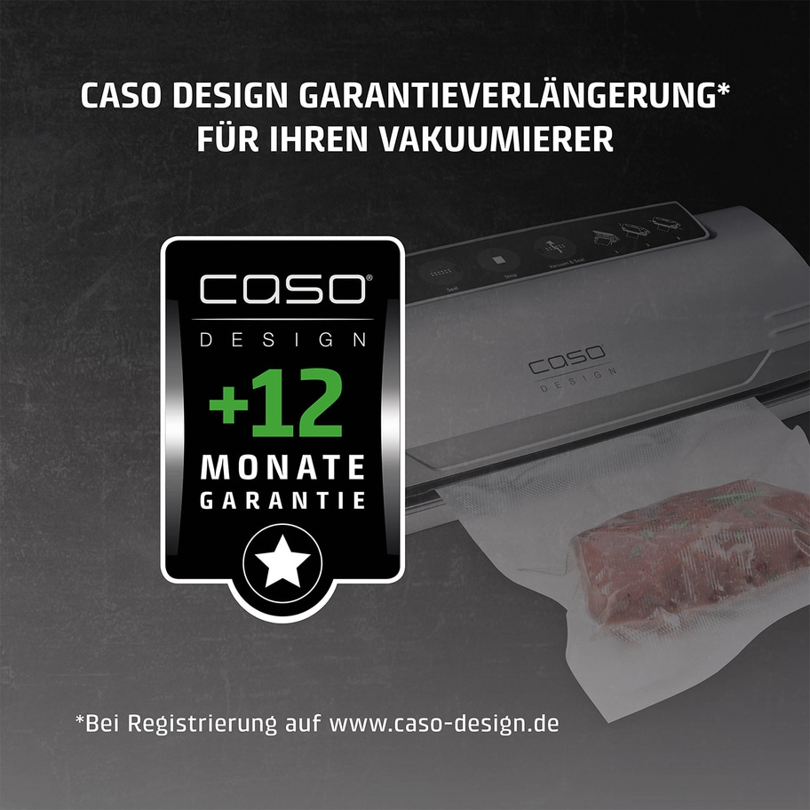CASO Design Garantieerweiterung für Vakuumierer, +12 Monate Garantie, Registrierung auf caso-design.de